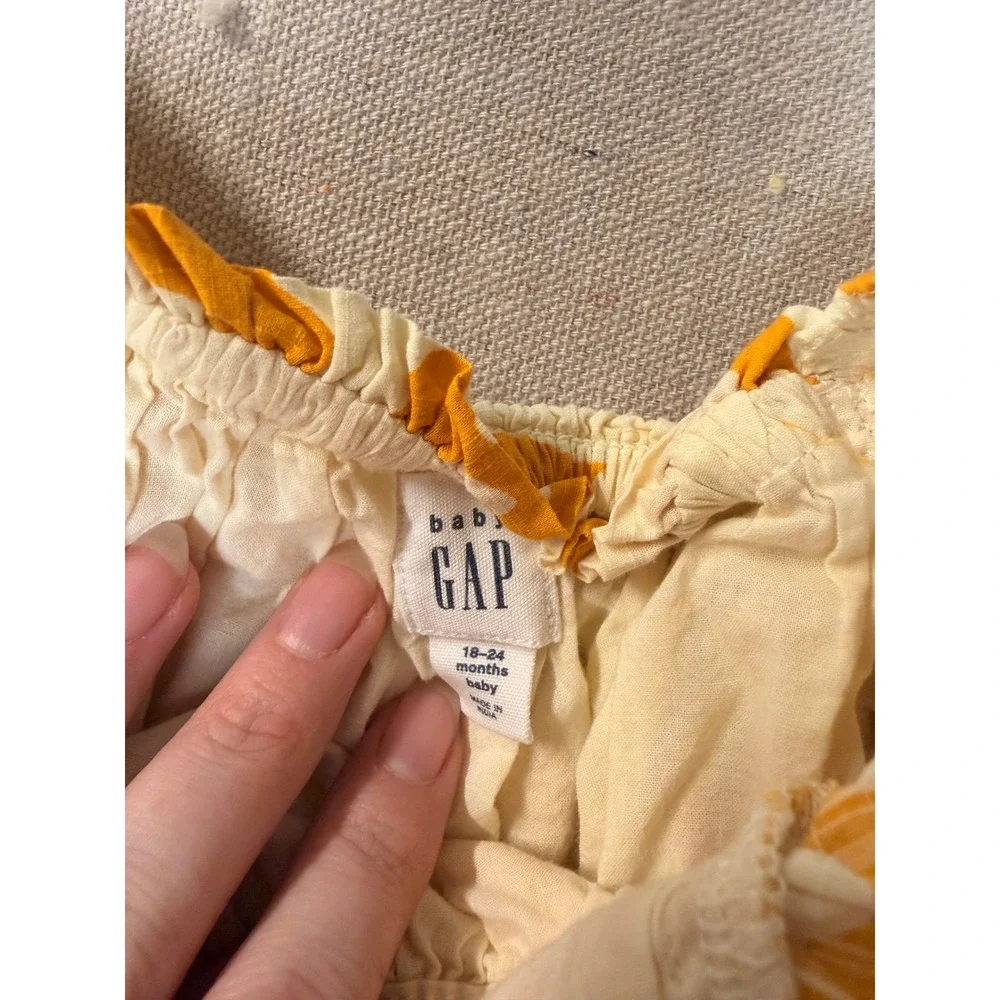 Baby GAP Orange Tropical Leaf Ruffle Smocked Cotton Dress 18-24 Months
